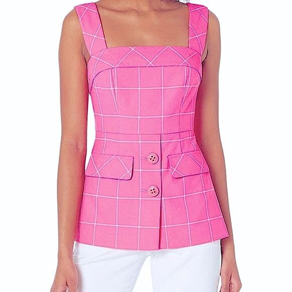 Trina Turk Women's Slim Fit Tank Top with Front Button Pink Size 2 - Picture 1 of 11